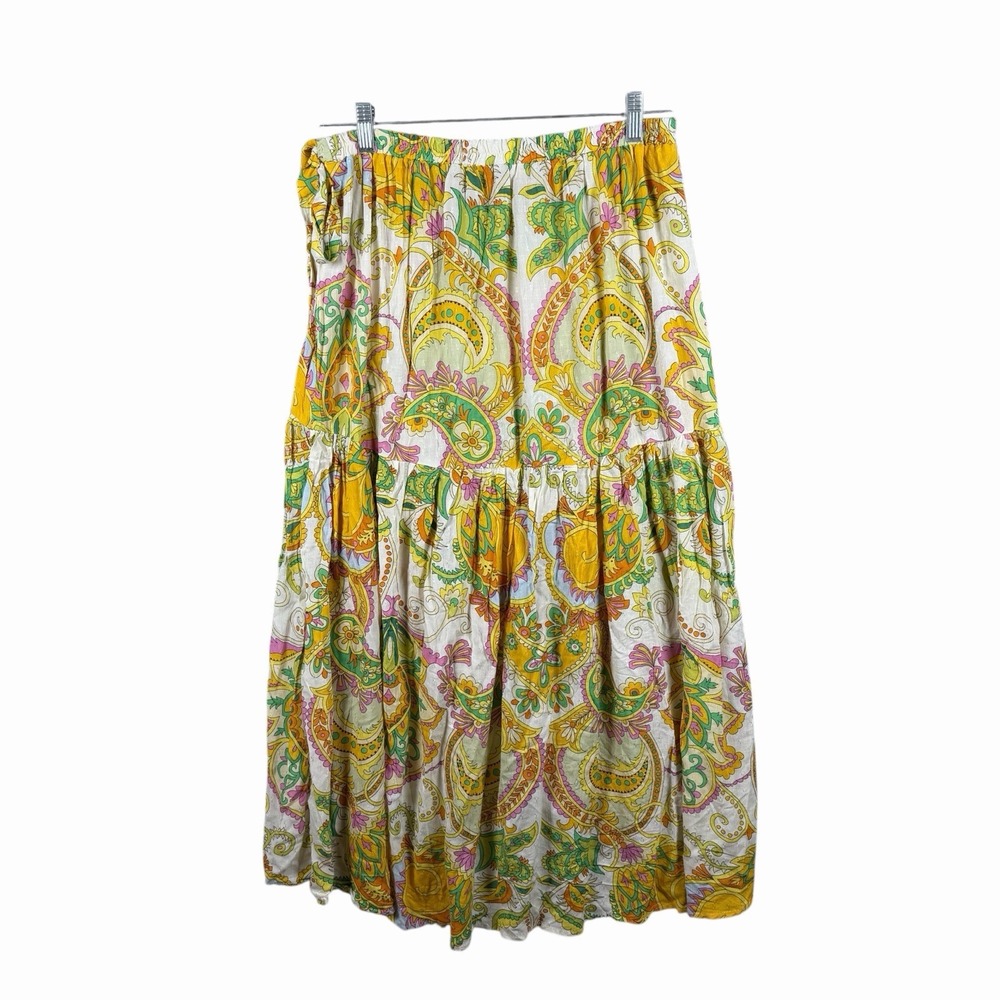 Bohemian Paisley Wrap Skirt — Yellow & Green